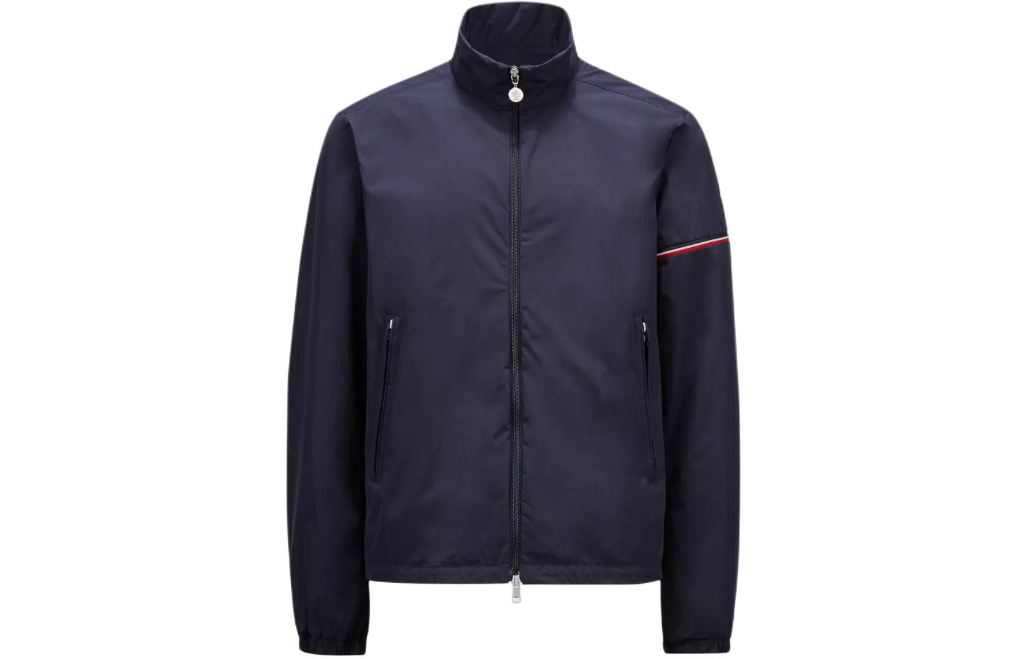 Moncler FW24 Ruinette Striped Zip Pocket Jacket Navy Blue  Outerwear. J10911A0011854A9174S