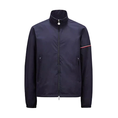 Moncler FW24 Ruinette Striped Zip Pocket Jacket Navy Blue Outerwear. J10911A0011854A9174S