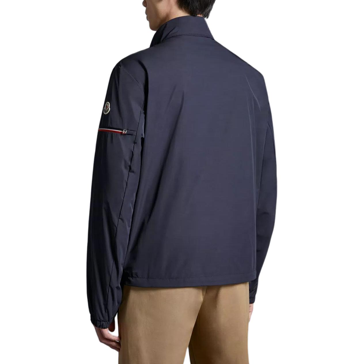 Shop Moncler FW24 Ruinette条纹拉链口袋夹克 海军蓝 外套 J10911A0011854A9174S