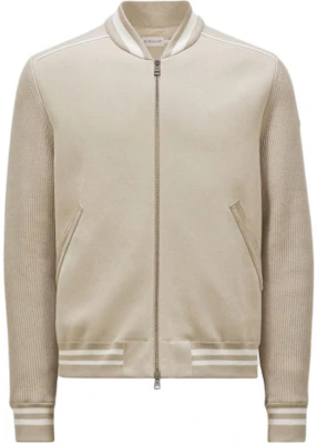 Chaqueta Bomber Moncler FW24 con Ribete de Punto a Rayas Marrón Claro J20919B00002M136720L Buy Chaqueta Bomber Moncler FW24 con Ribete de Punto a Rayas Marrón Claro J20919B00002M136720L