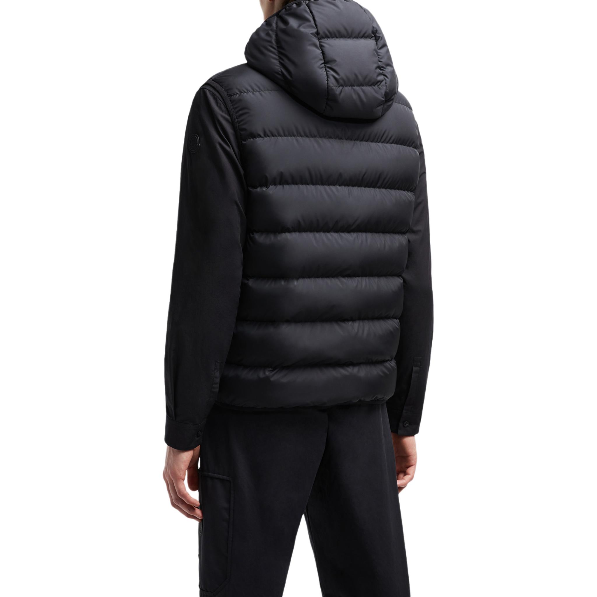 Shop Moncler FW24 Valmasque Rompi Tanpa Lengan Anti Air Hitam Pria. J20911A000495973I999