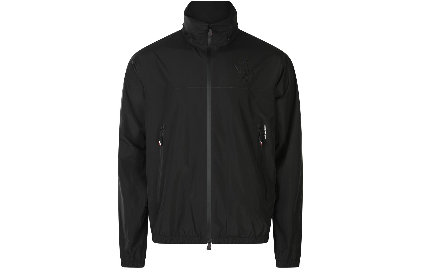 Moncler FW24 VEILLE Black Stand Collar Full-Zip Printed Jacket for Men. J10971A00001597C5999