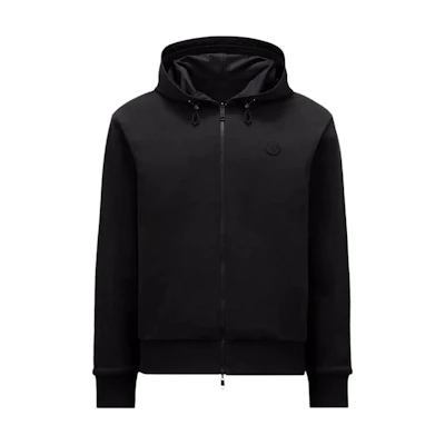 Moncler FW24 Waterproof Fleece Logo Hooded Reversible Jacket Black Mens. J20918G0001489AENF98