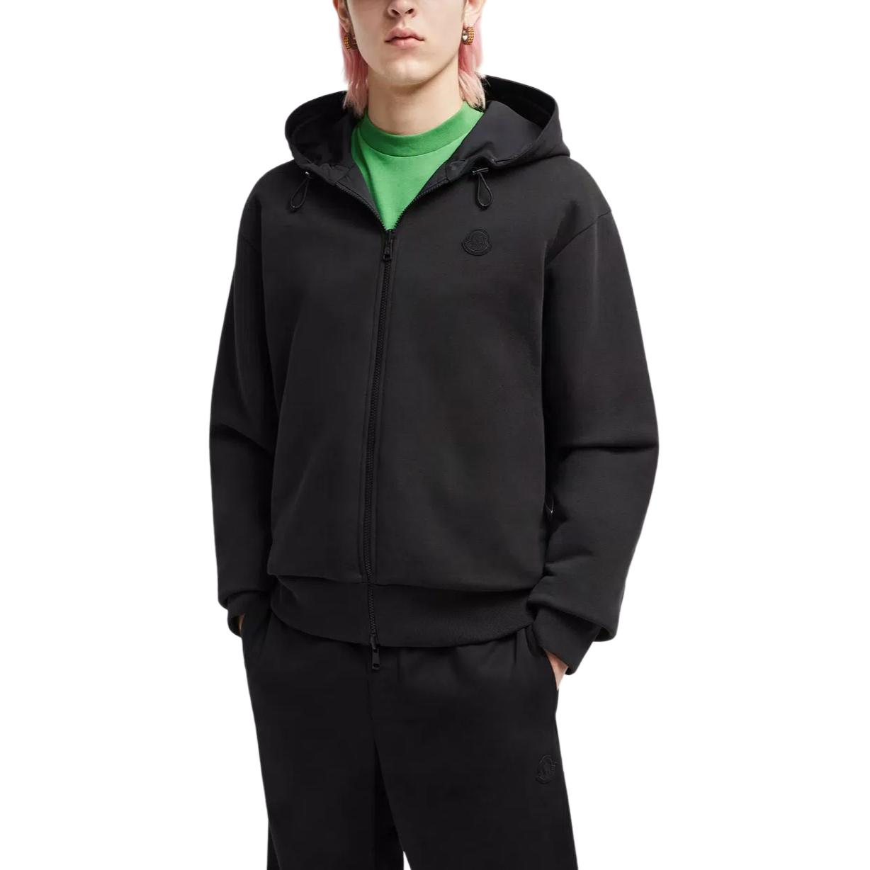 Shop Moncler FW24 防水抓絨雙面連帽外套 黑色 男士款。 J20918G0001489AENF98