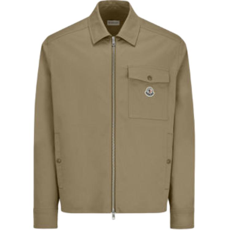 Moncler GABARDINE Series  Brown Plain Zip-Up Jacket with Collar. J10912F0000257448248
