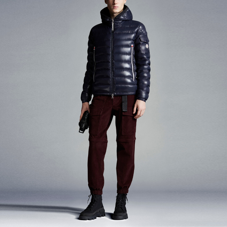 Shop Moncler Galion Lightweight Glossy Hooded Down Jacket Unisex Navy Blue. H10911A00027M1592742