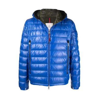 Moncler Galion SS22 Fitted Hooded Down Jacket Blue. H10911A00027M1592