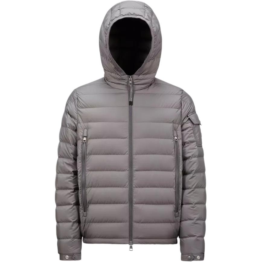 Moncler Galion Unisex Short Down Jacket with Logo Patch in Dark Grey. J20911A00079549SK93D