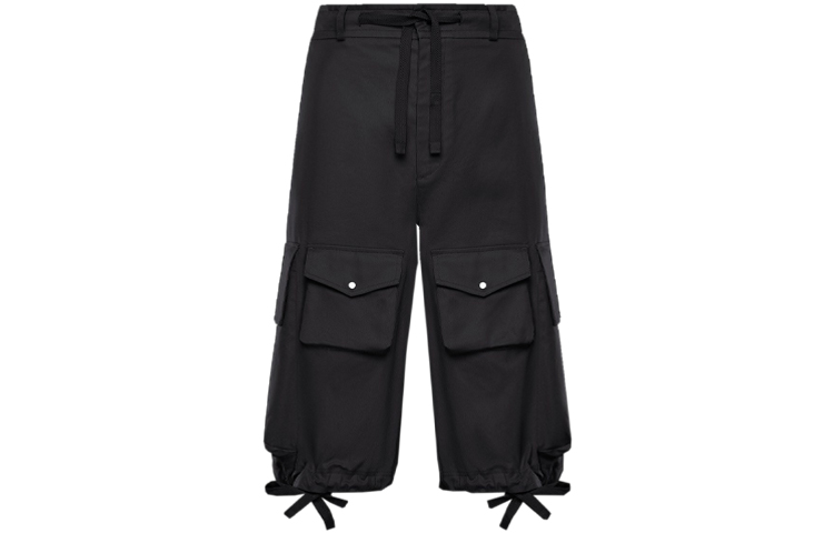 MONCLER GENIUS 1952 SS21 Logo Snap Bermuda Multi-Pocket Shorts Black Men 0922B703005499M999