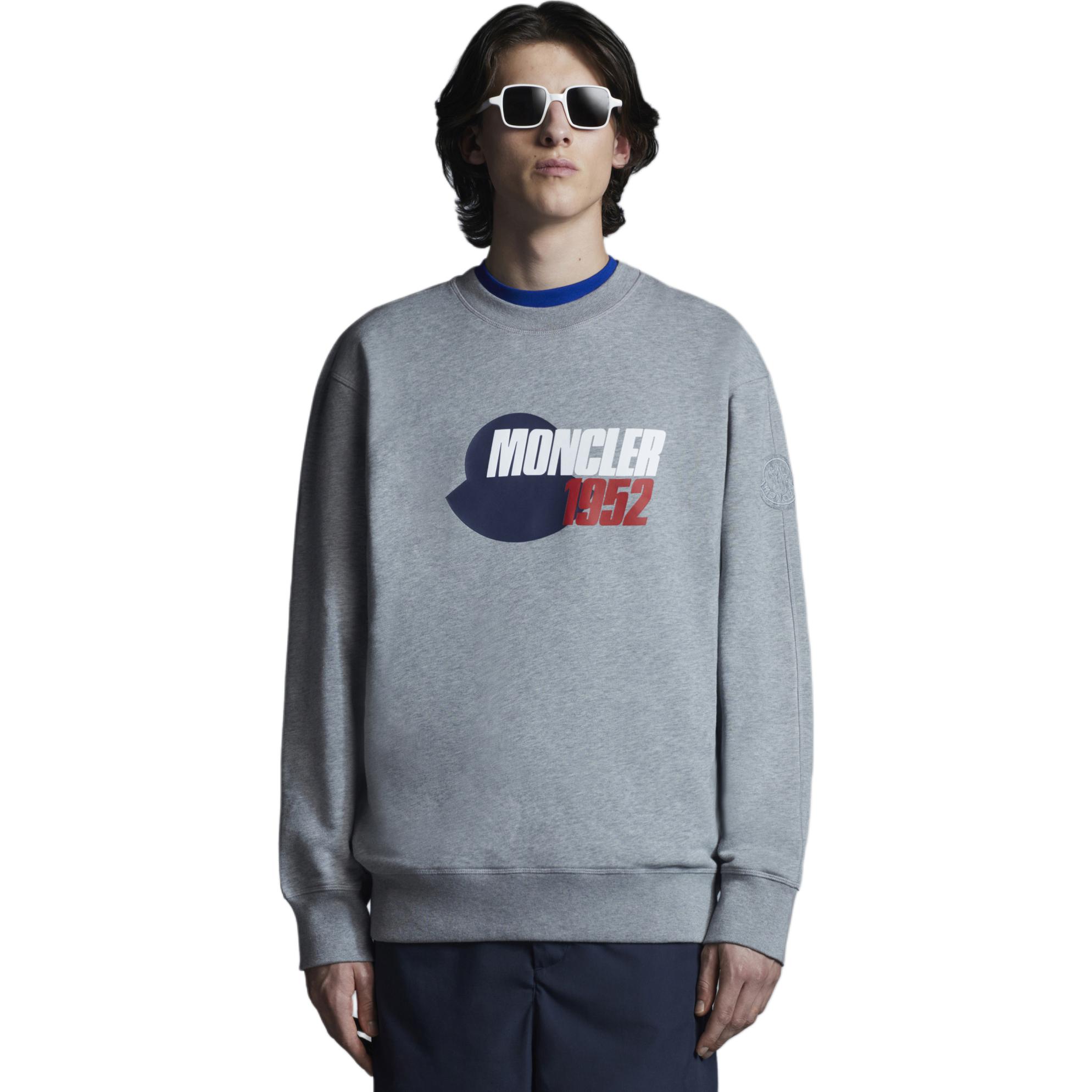 Lookbook MONCLER GENIUS 1952 SS22 Sweatshirt Lengan Panjang Logo Abu-Abu Pria. H10928G000168098U984