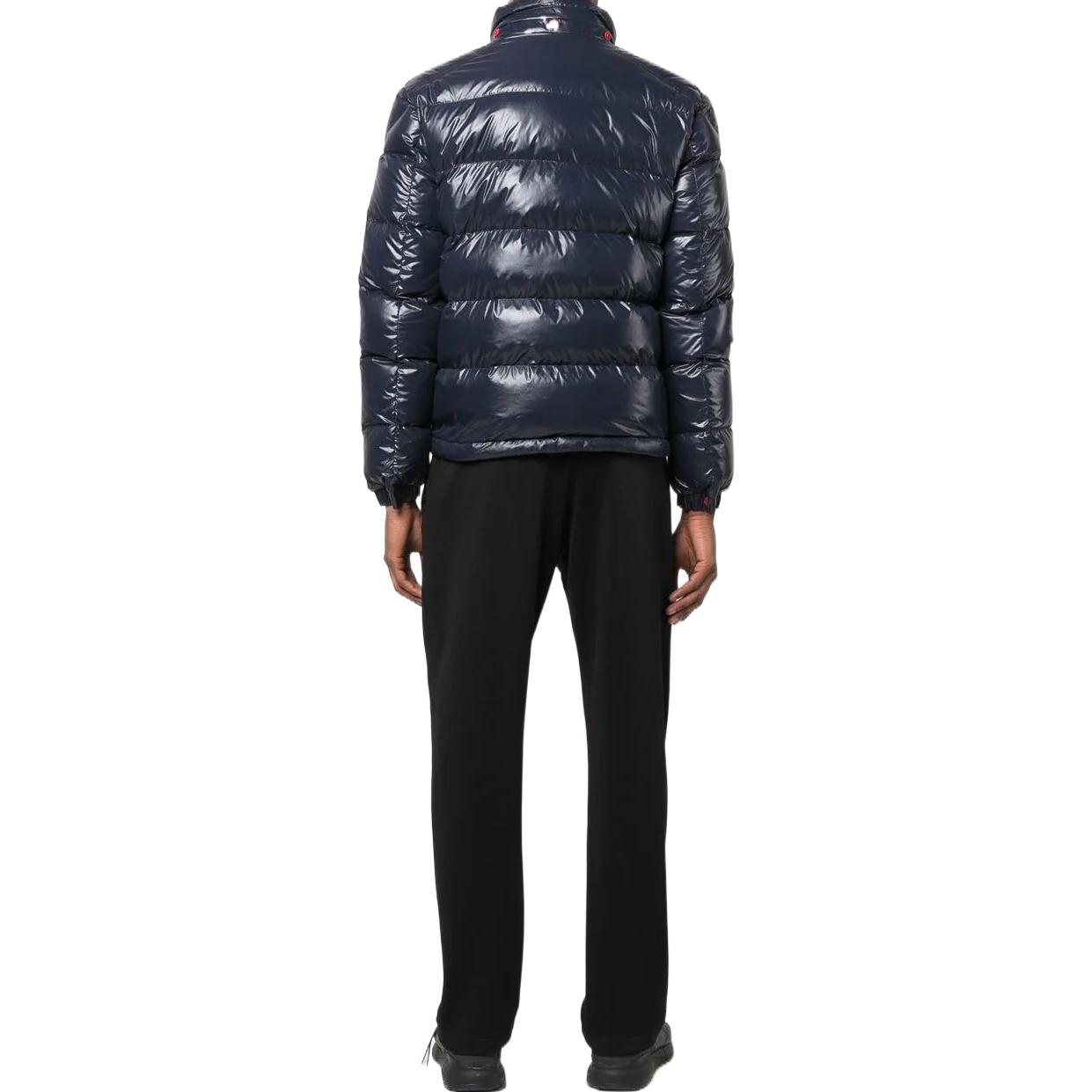 Shop MONCLER GENIUS 1952 SS22 海軍藍品牌標誌連帽羽絨外套 男女通用 H10921A00014M1603744