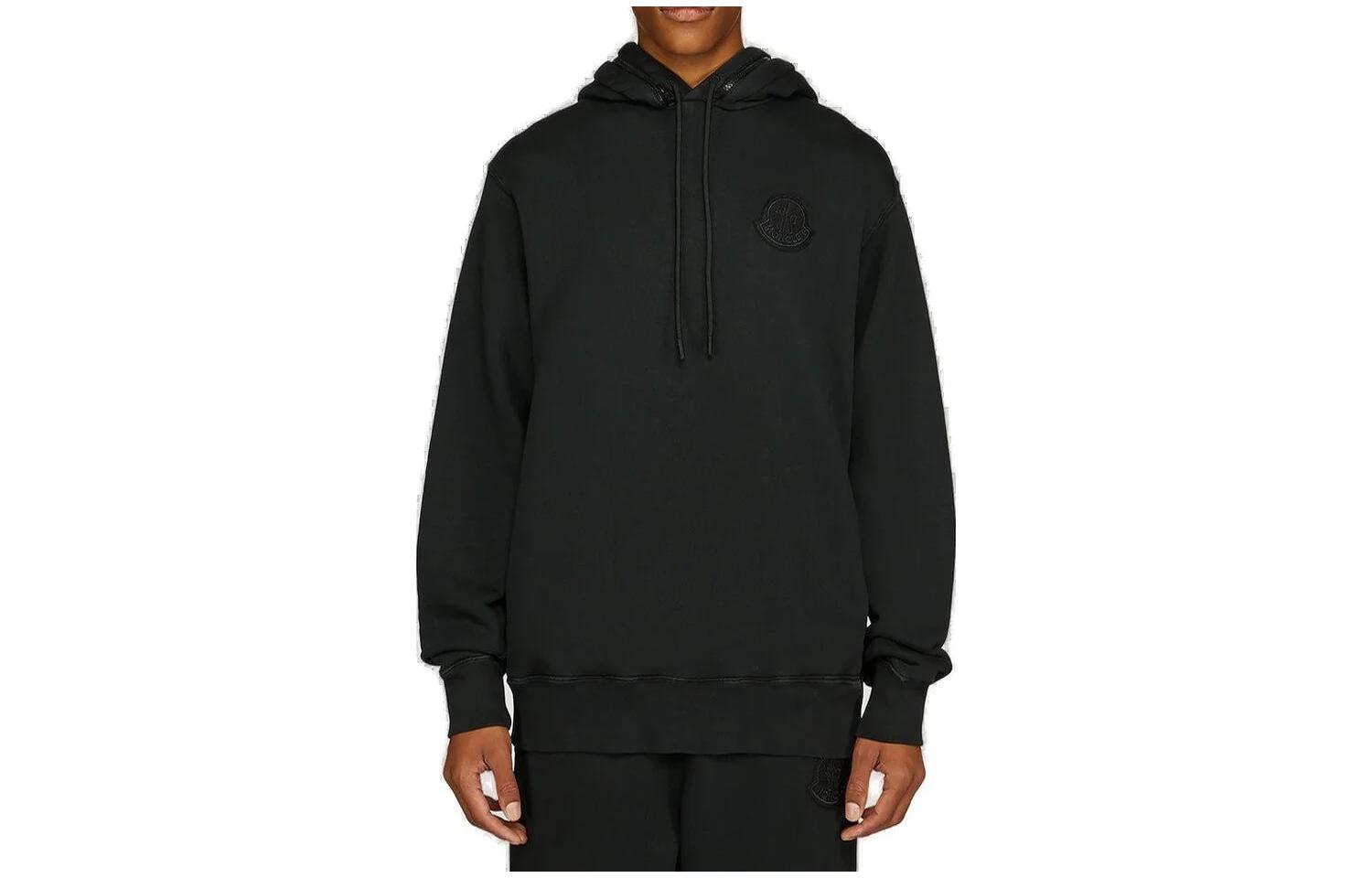MONCLER GENIUS  Black Pullover Hoodie Long Sleeve Plain Design. H10928G00008899OS999