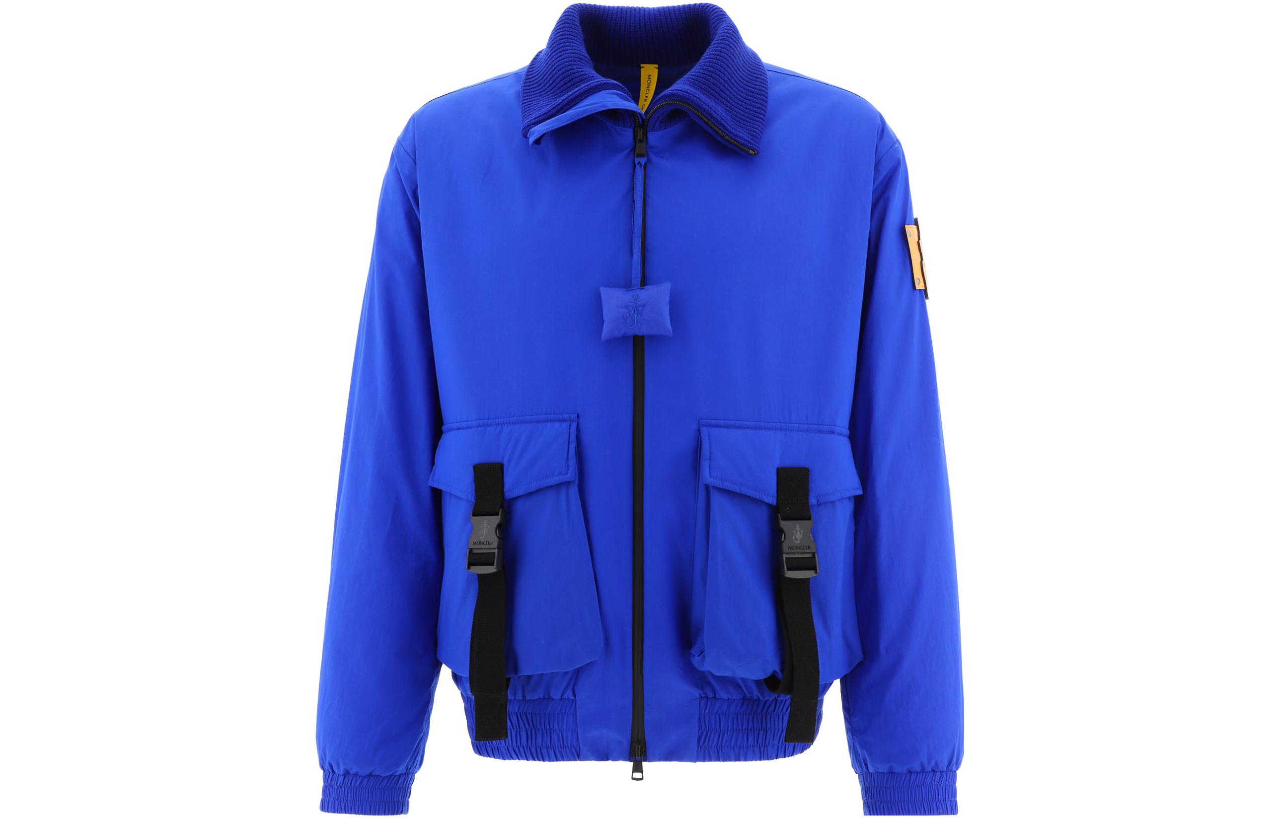 MONCLER GENIUS  Solid Logo Zipper Jacket in Blue. 1A00004M1621-765