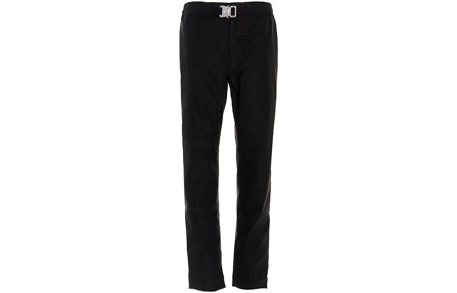 MONCLER GENIUS Black Straight-Leg Casual Pants with Metal Buckle. 2A7010054AD1999