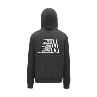 MONCLER GENIUS FW21 Black Unisex Hoodie with Logo Print and Drawstring. G209X8G0000280948999