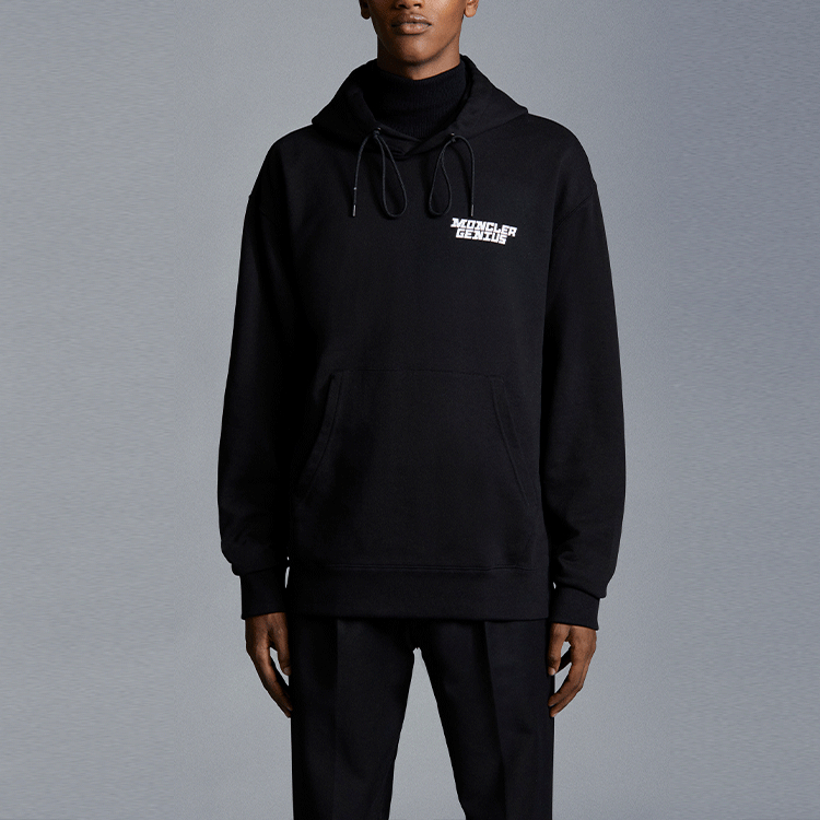 MONCLER GENIUS FW21 Black Unisex Hoodie with Logo Print and Drawstring. G209X8G0000280948999 圖 3