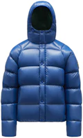 MONCLER GENIUS FW21 Shiny Down Jacket Blue, Hooded and Logo Patch Design. G20921A0000853A0E75G MONCLER GENIUS FW21 Shiny Down Jacket Blue, Hooded and Logo Patch Design. G20921A0000853A0E75G