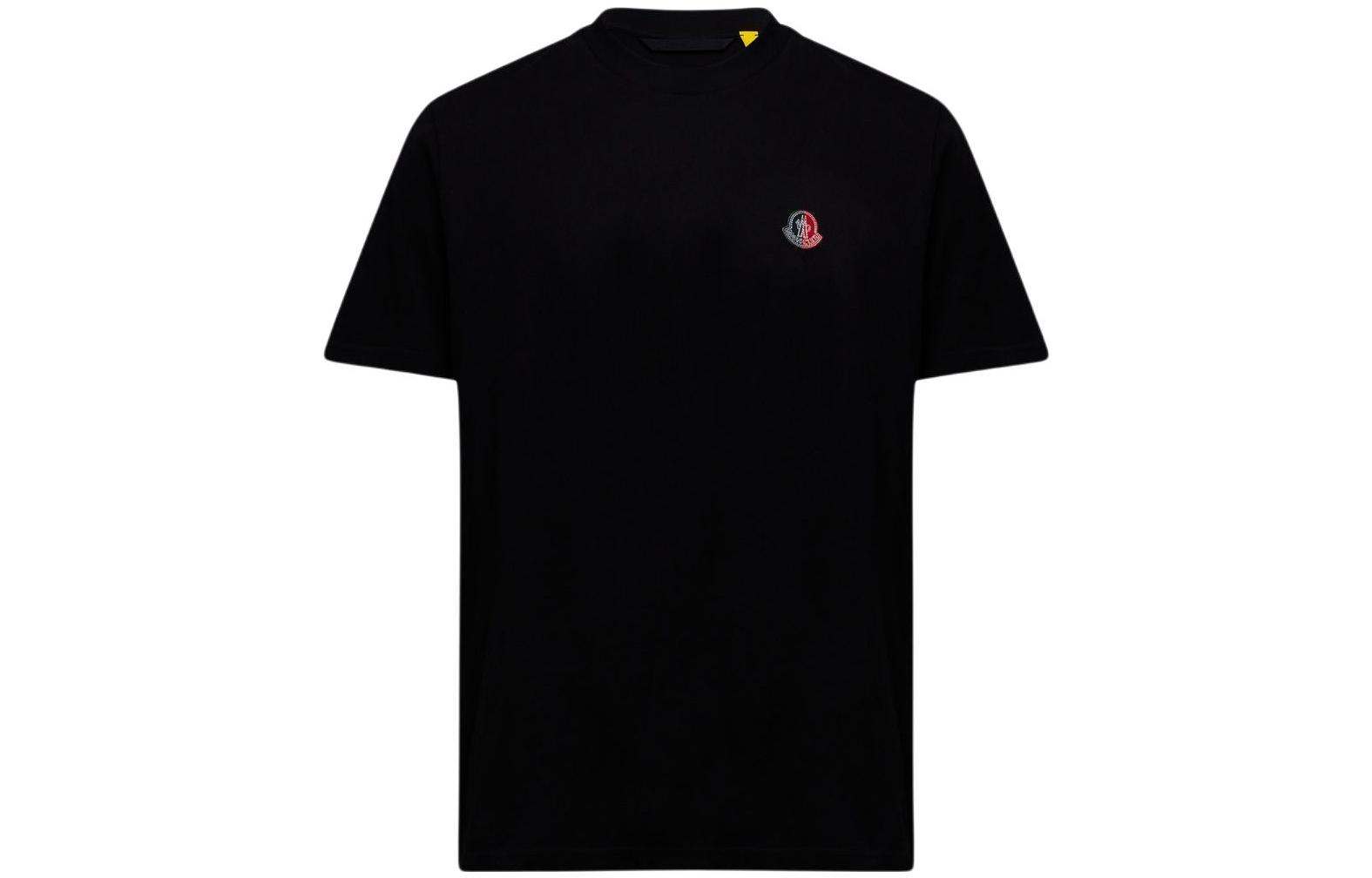 MONCLER GENIUS FW22 Black Solid Color Patch Crewneck Short Sleeve T-Shirt Mens 8C00007M2326999 圖 2