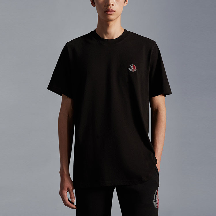 MONCLER GENIUS FW22 Black Solid Color Patch Crewneck Short Sleeve T-Shirt Mens 8C00007M2326999 圖 4