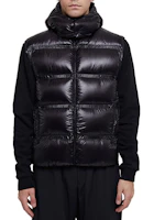 Shop MONCLER GENIUS Harold 黑色羽絨連帽背心 F209H1A51710C0624999