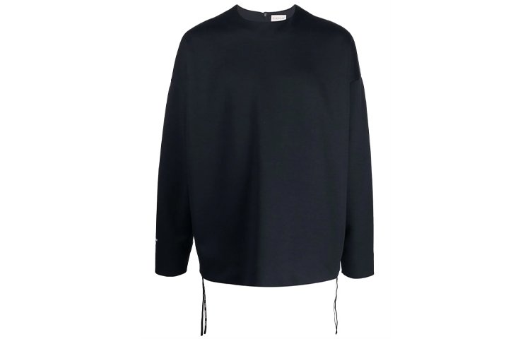 MONCLER GENIUS Solid Crewneck Pullover Sweatshirt Navy Blue 8G00006899GA