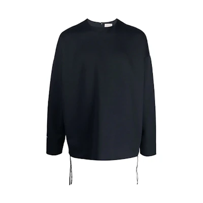 MONCLER GENIUS Solid Crewneck Pullover Sweatshirt Navy Blue 8G00006899GA