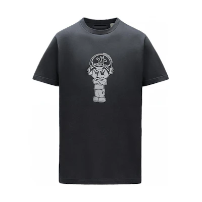MONCLER GENIUS SS22 1952 Cartoon Logo Print Black T-Shirt H10928C000088390T999