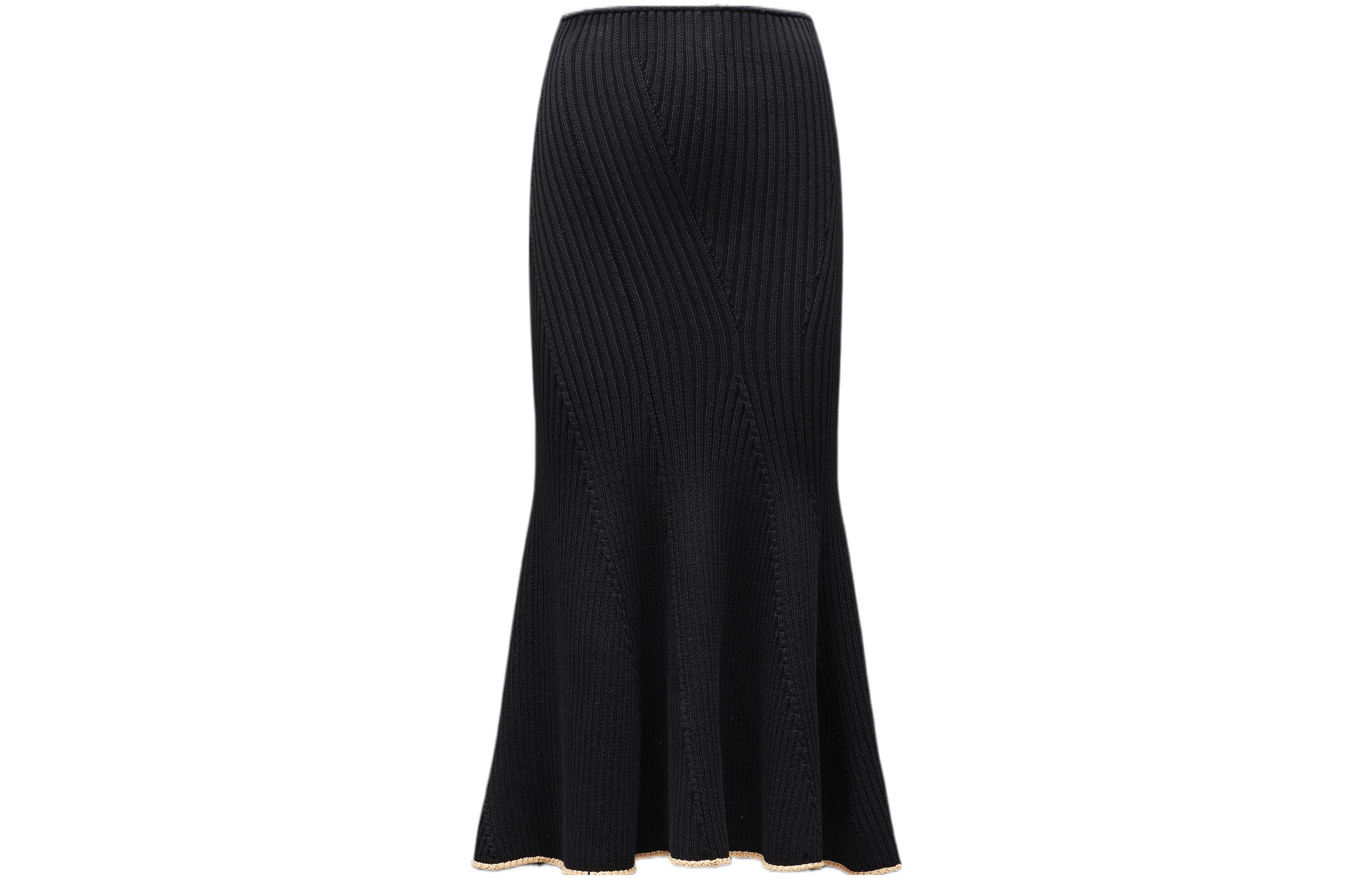 Order MONCLER GENIUS SS22 1952 Contrast Pleated Slim Casual Long Skirt Black H10949H00001M1728999