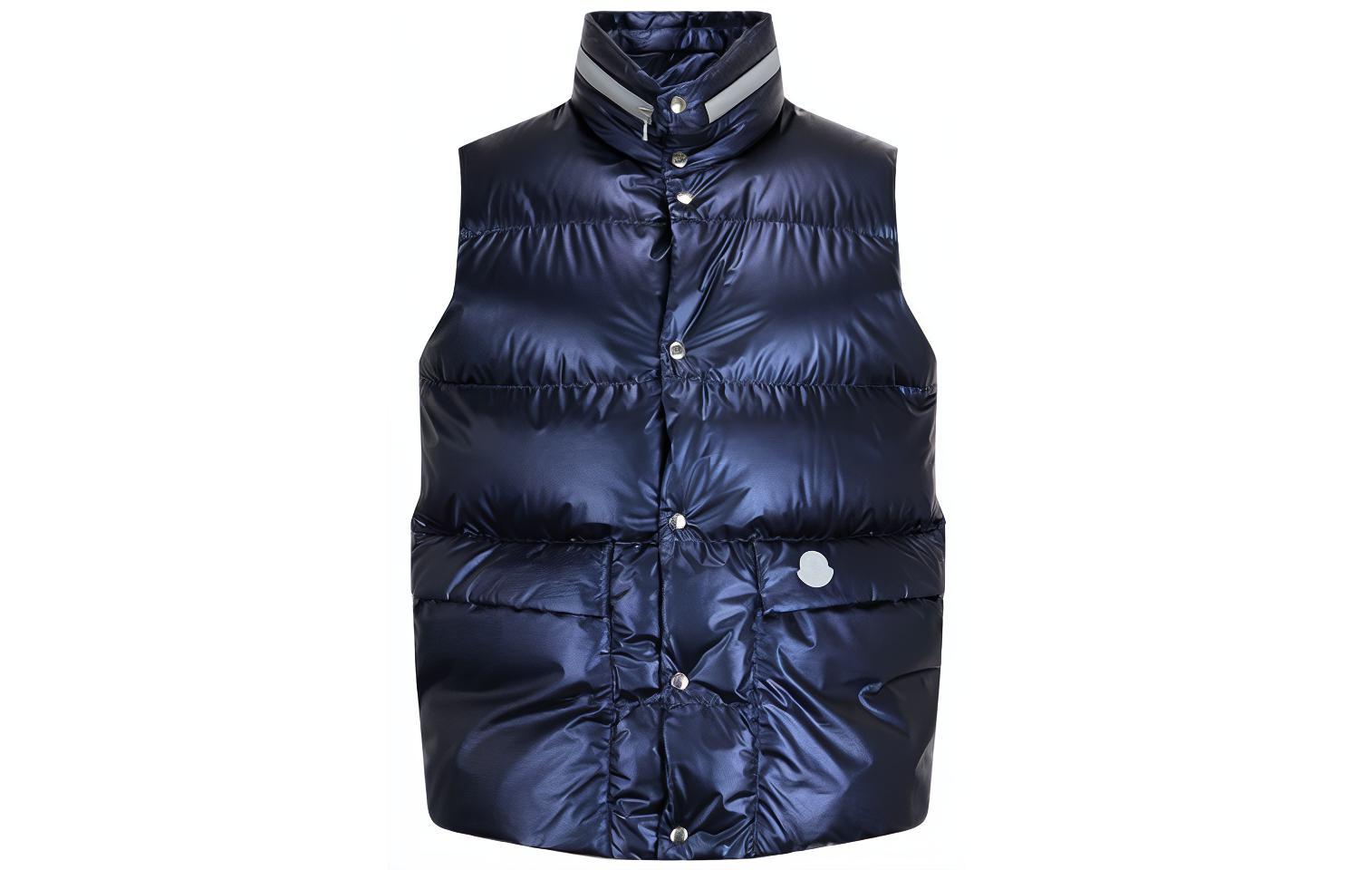 MONCLER GENIUS SS22  Blue Down-Filled Mockneck Vest 1A00021M14677B7
