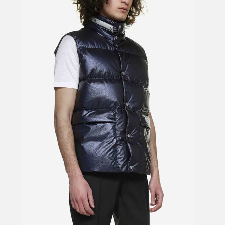Details for Chaleco Moncler Genius SS22 Azul Acolchado con Cuello Alto 1A00021M14677B7