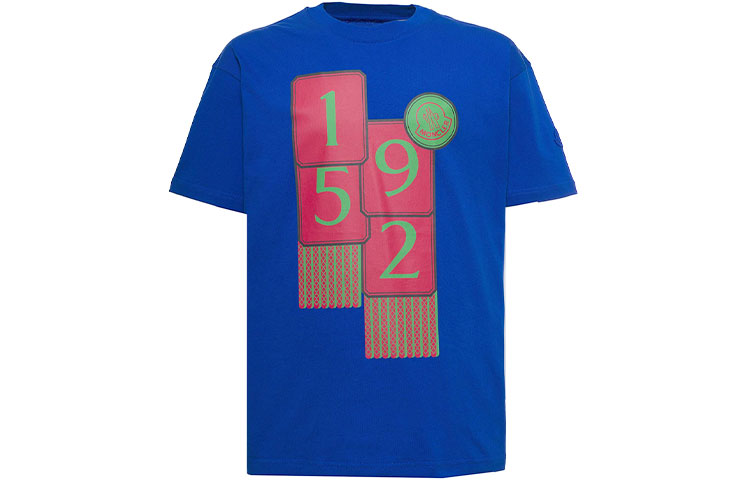 MONCLER GENIUS SS22 Printed Crewneck Blue Short Sleeve T-Shirt Men 8C00004829HP76J