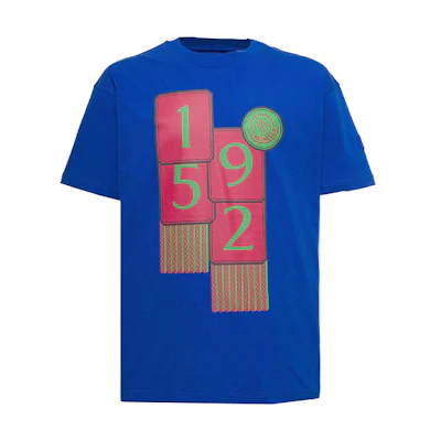 MONCLER GENIUS SS22 Printed Crewneck Blue Short Sleeve T-Shirt Men 8C00004829HP76J