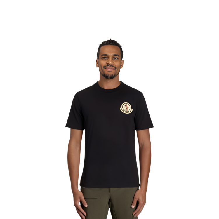 Shop MONCLER GENIUS SS23 黑色简约休闲短袖T恤 8C00001M3568999