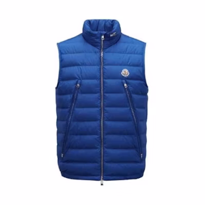 MONCLER GENIUS SS23 Hyke Logo Zip Puffer Vest Blue I10911A0006054A8175N