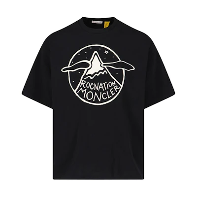 MONCLER GENIUS SS24 Black Logo Print Relaxed Cotton Short-Sleeve T-Shirt 8C0000689A8Y999