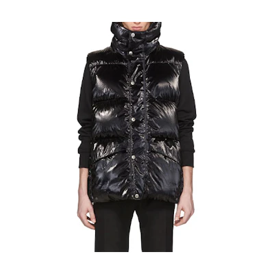 MONCLER GENIUS 1017 ALYX 9SM Black Down Vest with Logo Print. E209Y433010054AD5999