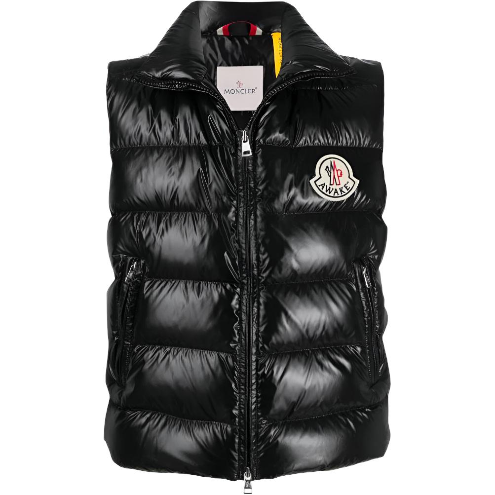 MONCLER GENIUS AWAKE 1952 Series Black Logo Print Down Vest for Men. 1A5011068950999