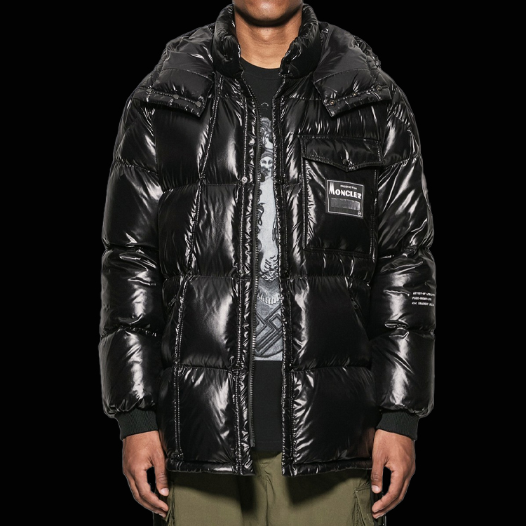 Lookbook MONCLER GENIUS x FRGMT Hiroshi Fujiwara Chaqueta Negra Impermeable con Capucha 09U1B5021068950999