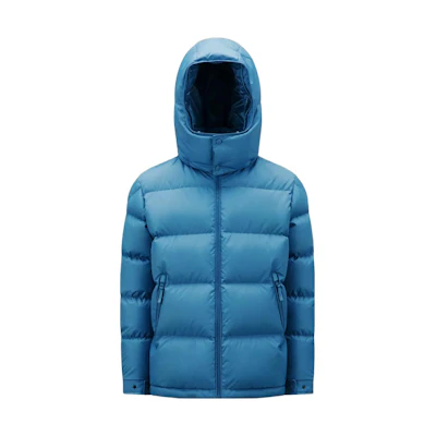 MONCLER GENIUS FRGMT Hiroshi Fujiwara Logo Hooded Puffer Jacket Unisex Blue. I209U1A00001M323570H