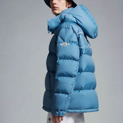 MONCLER GENIUS x FRGMT Hiroshi Fujiwara Logo Hooded Puffer Jacket Unisex Blue. I209U1A00001M323570H Shop MONCLER GENIUS x FRGMT Hiroshi Fujiwara Logo Hooded Puffer Jacket Unisex Blue. I209U1A00001M323570H