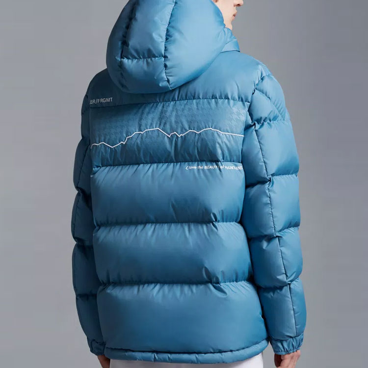 Purchase MONCLER GENIUS x FRGMT Hiroshi Fujiwara Logo Hooded Puffer Jacket Unisex Blue. I209U1A00001M323570H