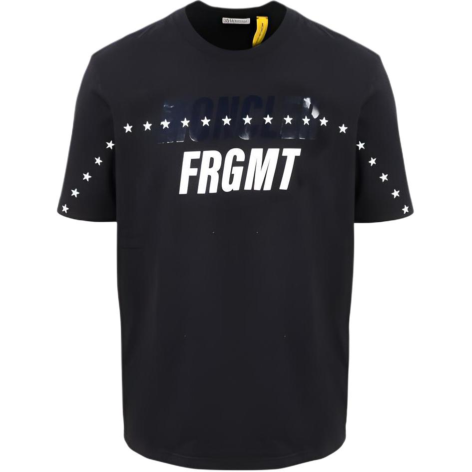 MONCLER GENIUS FRGMT Hiroshi Fujiwara Logo Print Black T-Shirt. 8C000038392B999
