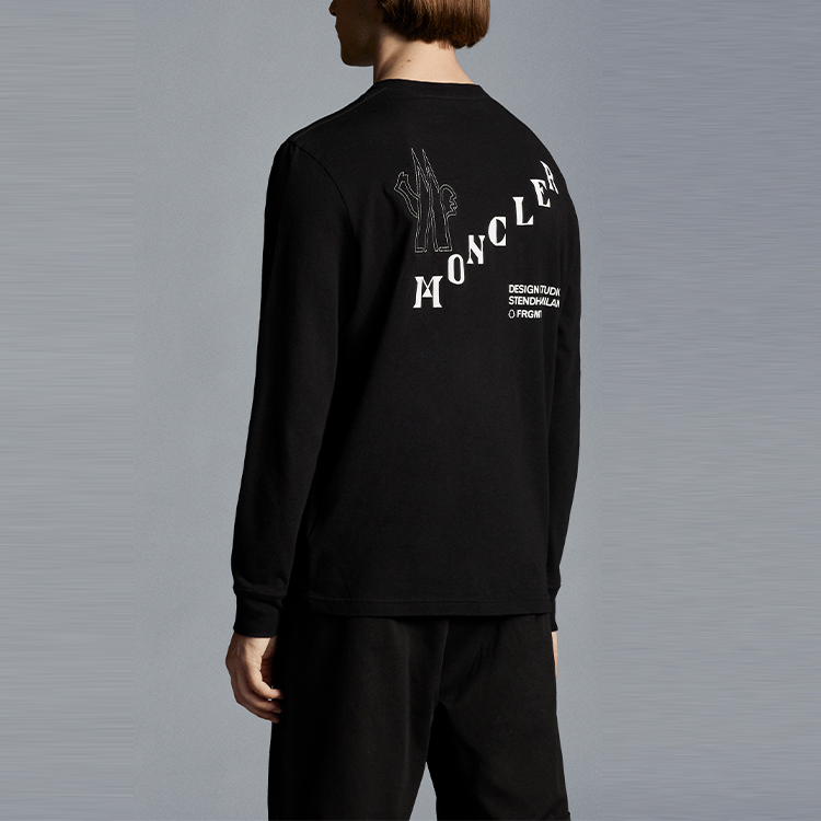 Shop MONCLER GENIUS x 藤原浩 FRGMT 標誌棉質T恤 FW21 黑色短袖上衣 G209U8D000038392B999