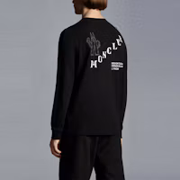 Shop モンクレール ジーニアス x 藤原ヒロシ FRGMT ロゴ コットンTシャツ FW21 ブラック G209U8D000038392B999