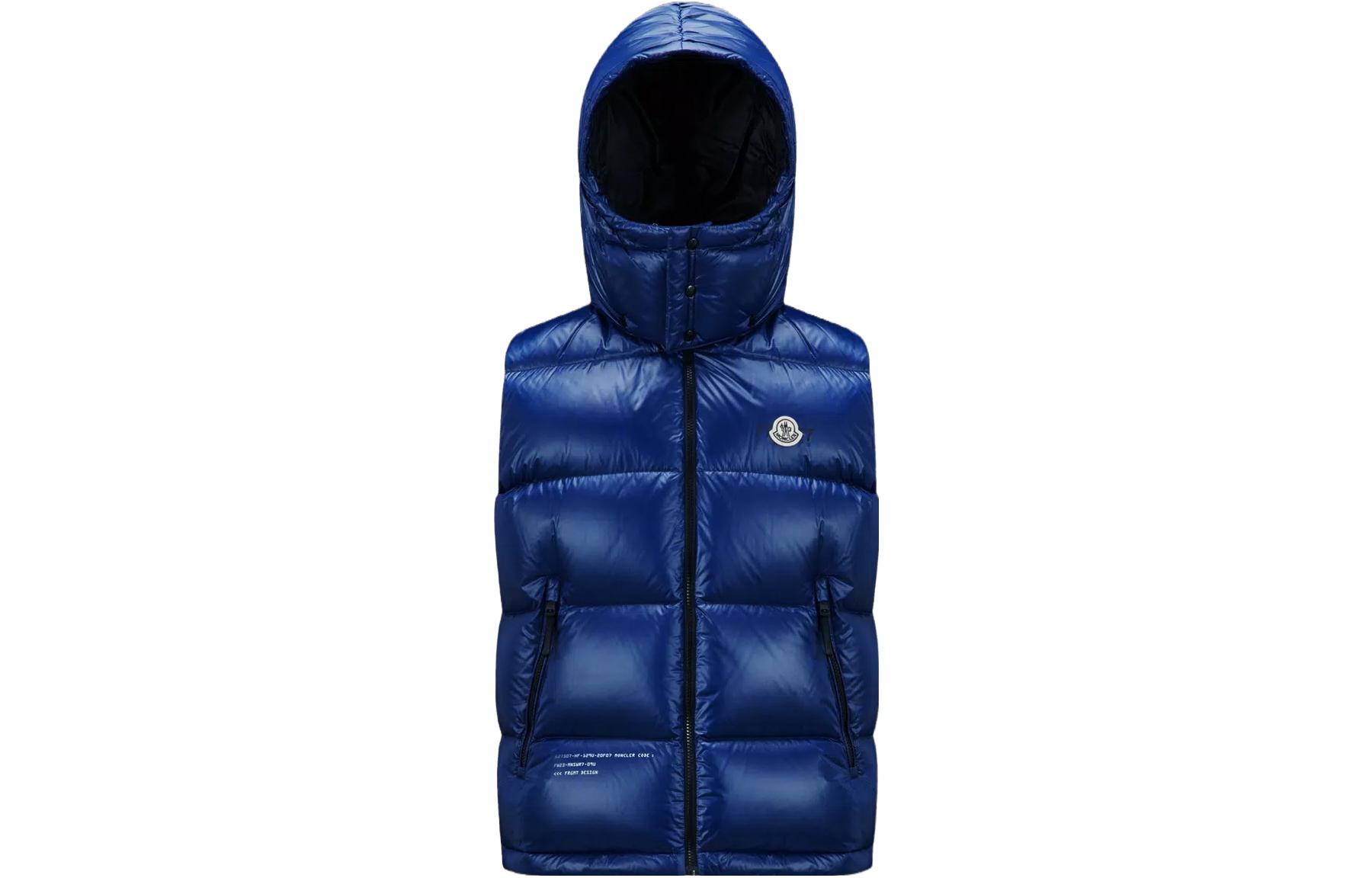 MONCLER GENIUS x Hiroshi Fujiwara FRGMT Logo Hooded Puffer Vest Unisex Blue. I209U1A00009M3078727