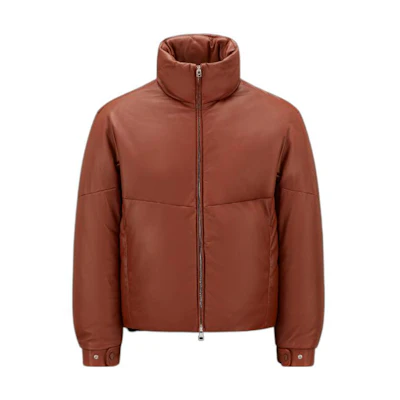 MONCLER GENIUS JW Anderson SS23 Brown Leather Logo Down Jacket Men. I109E1A00003M272325H