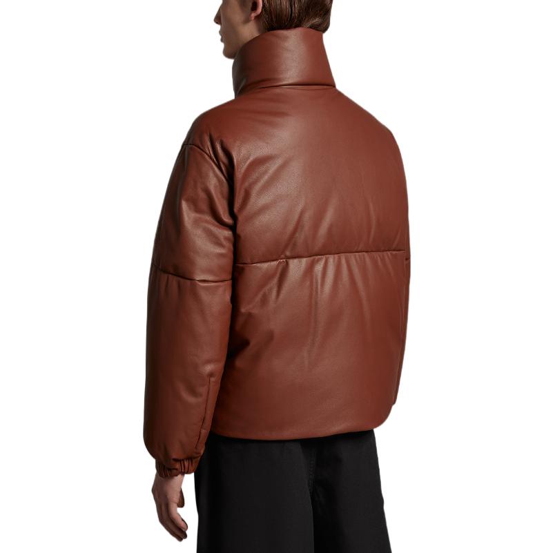 Details for 몽클레르 지니어스 x JW 앤더슨 SS23 브라운 레더 로고 다운 자켓 남성. I109E1A00003M272325H