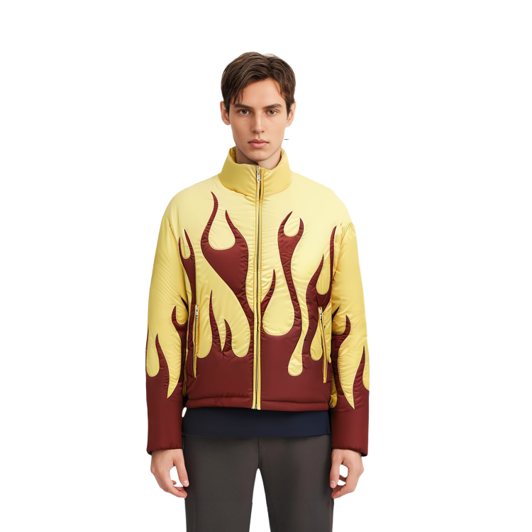 Sizing MONCLER GENIUS x Palm Angels 黃色火焰羽絨外套 冬季 情侶款 H209L1A00010M2540P14