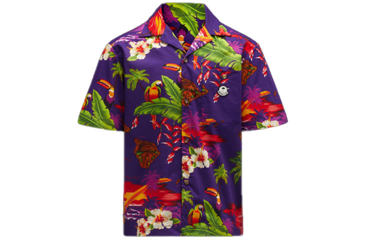 MONCLER GENIUS PALM ANGELS FW21 Baden Hawaiian Print Purple Unisex Shirt G209L2F00002M1395650 圖 2