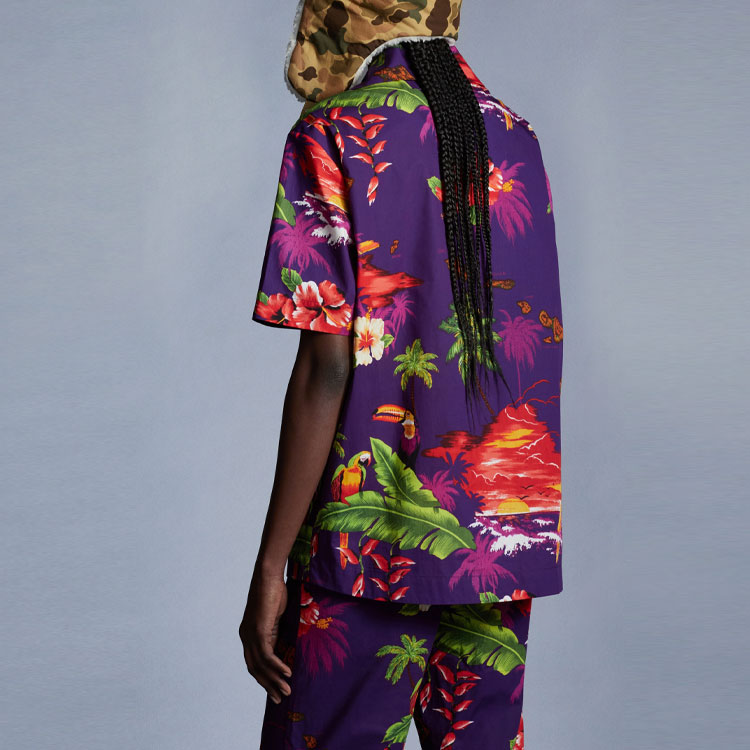 MONCLER GENIUS PALM ANGELS FW21 Baden Hawaiian Print Purple Unisex Shirt G209L2F00002M1395650 圖 4
